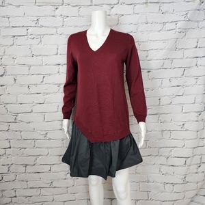 Carven Burgundy Layered Sweater Dress
